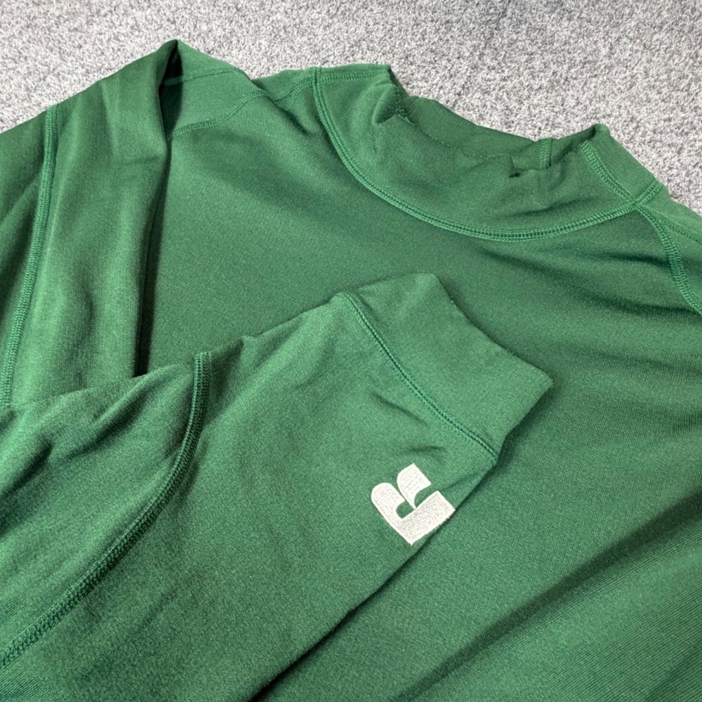 Russell Athletic Dri-Power Mock Neck Shirt Mens XL Green Long Sleeve Performance